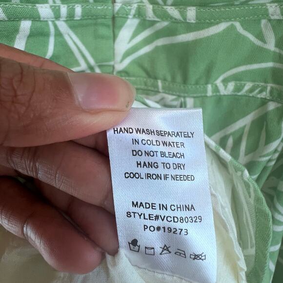 VICI Green Linen Blend Puff Sleeve Fit and Flare Mini Dress Women's Size X-Large - Picture 8 of 9